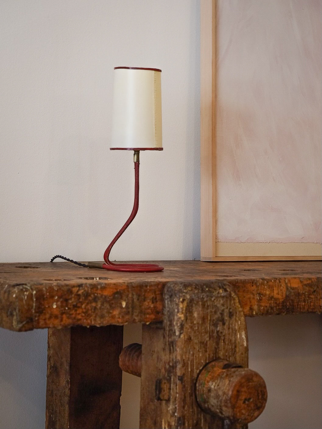 Red Leather Table Lamp