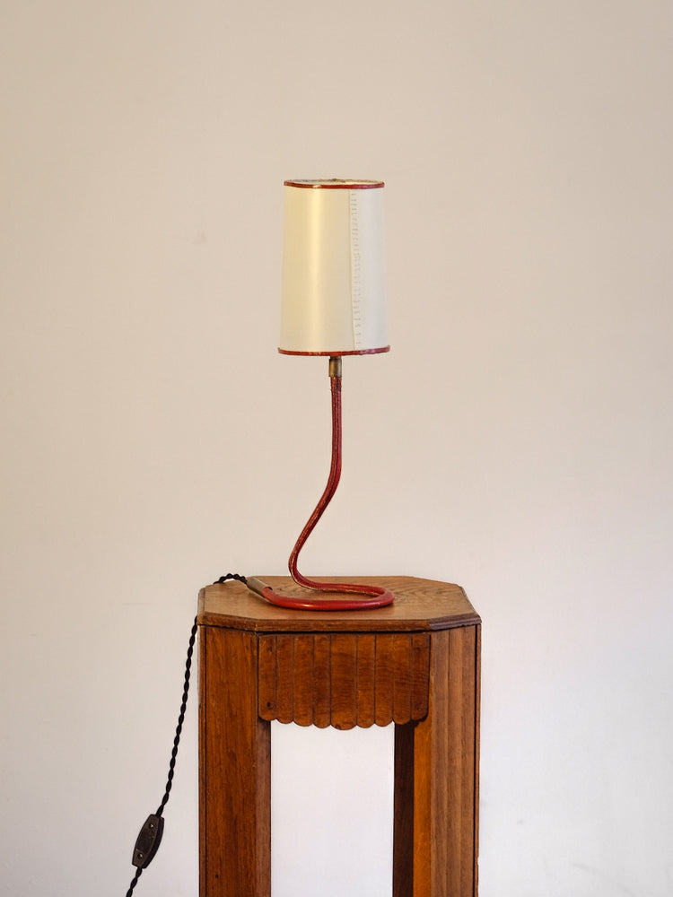 Red Leather Table Lamp