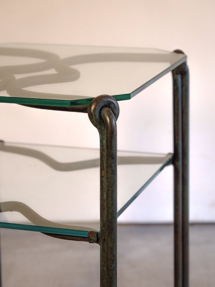 Verdigris and Glass Side Table