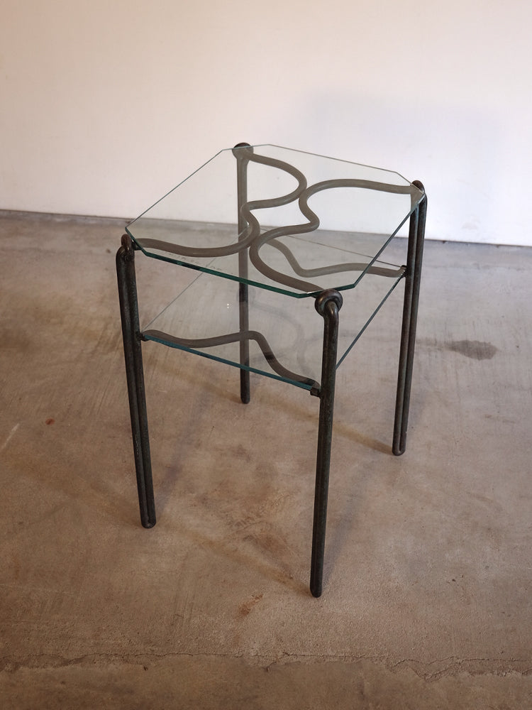 Verdigris and Glass Side Table