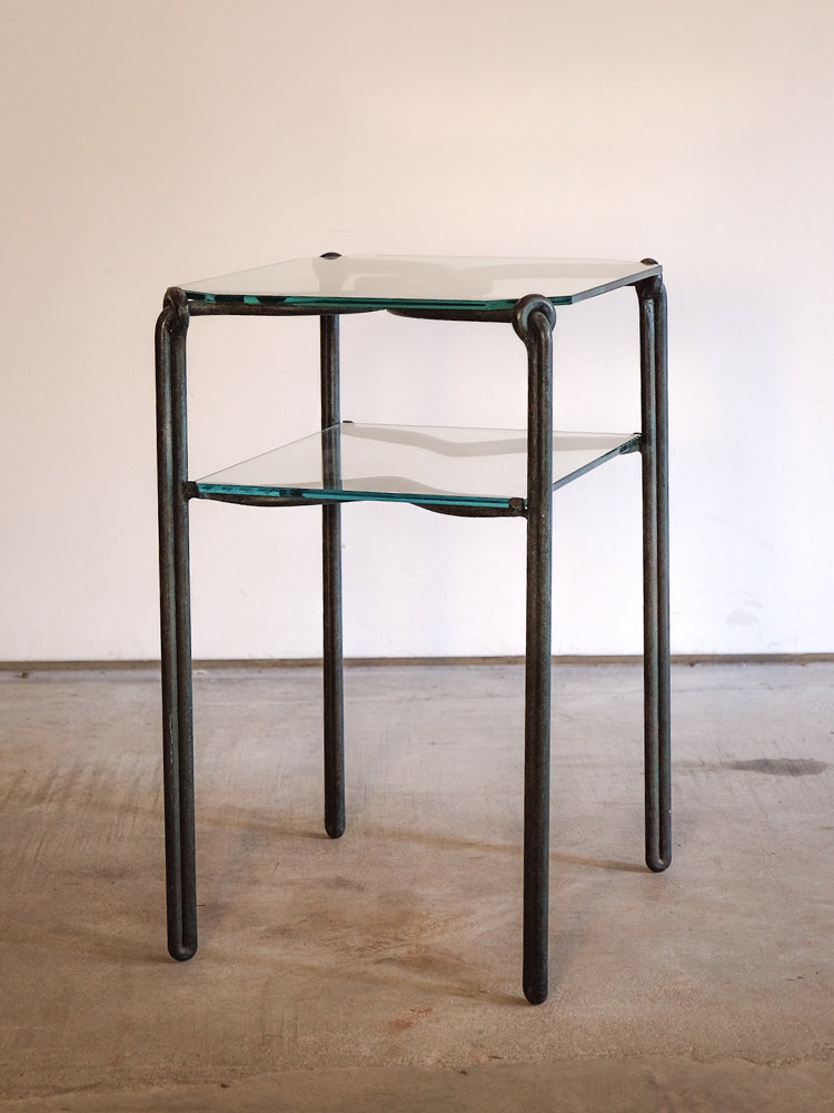 Verdigris and Glass Side Table