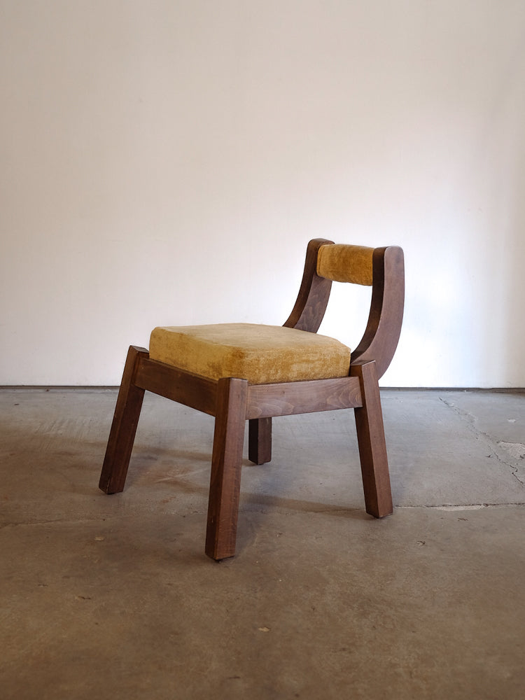 Italian Wood and Velvet Chairs