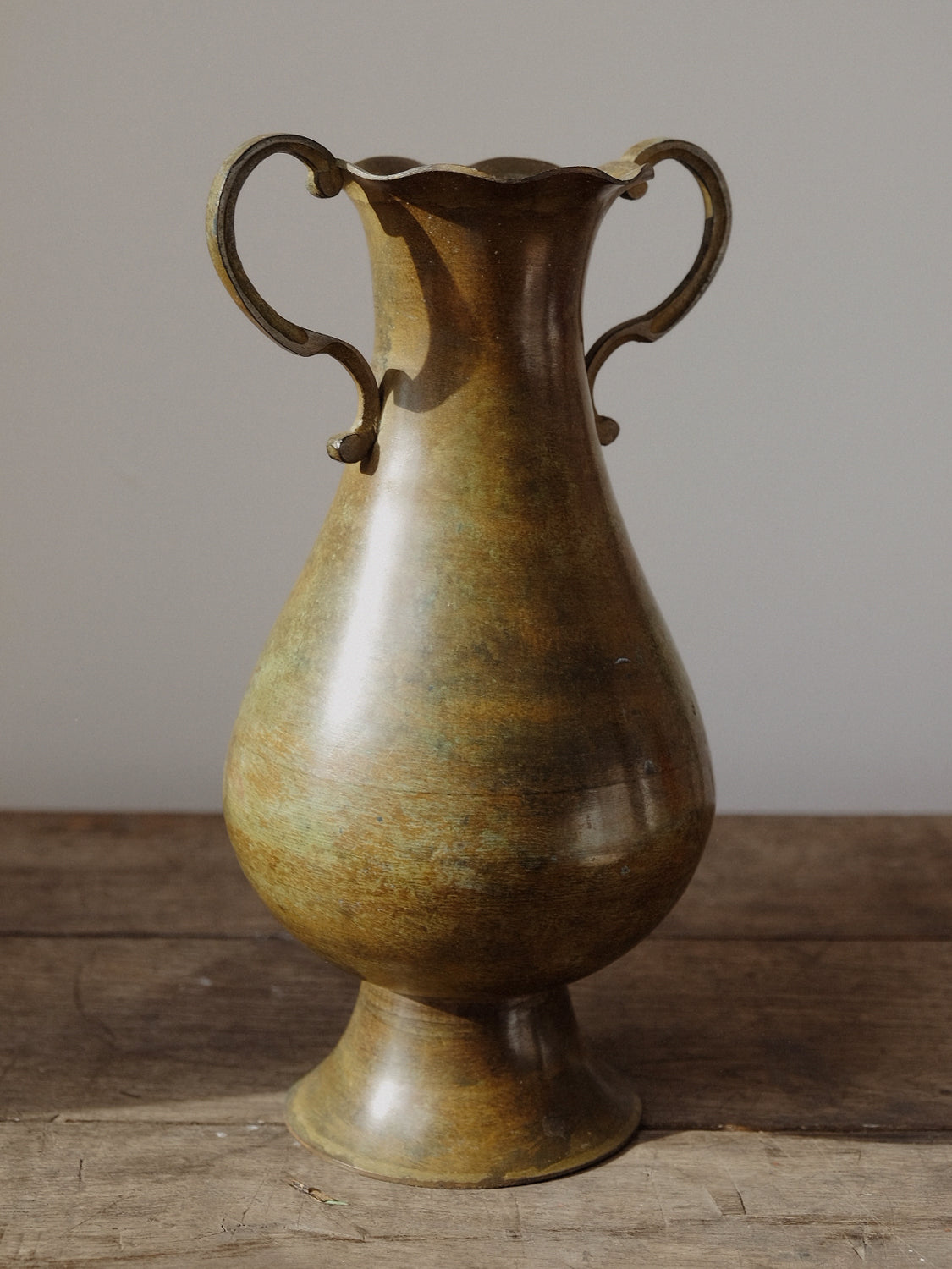Double Handled Brass Vase