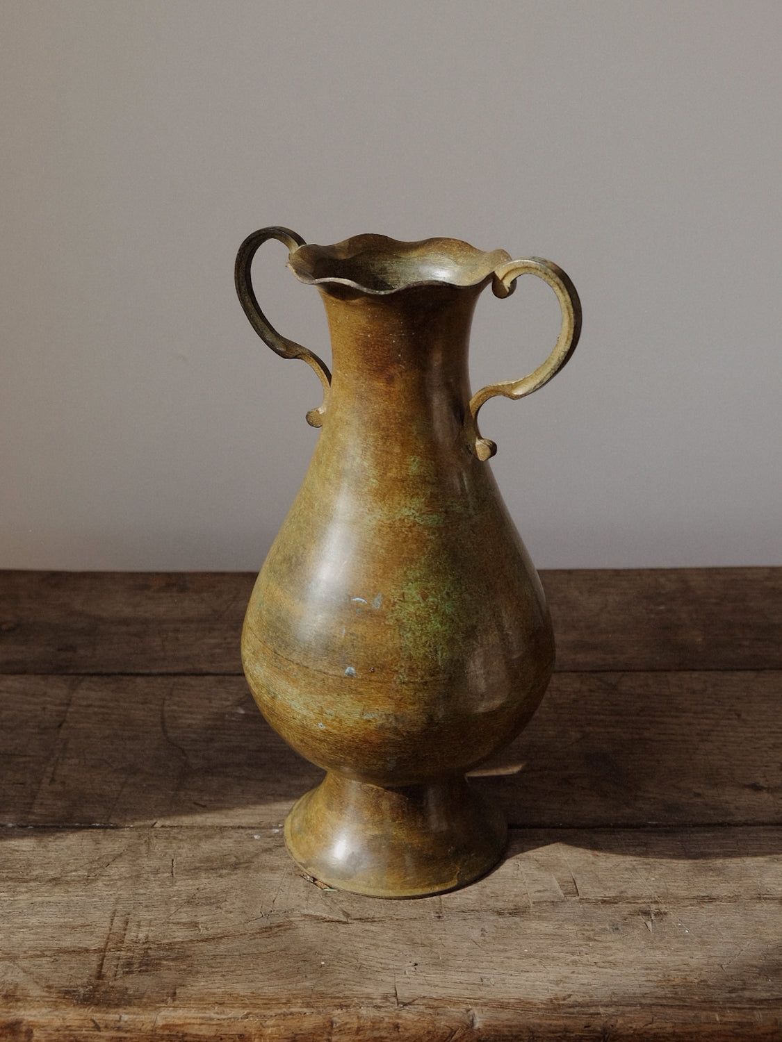 Double Handled Brass Vase
