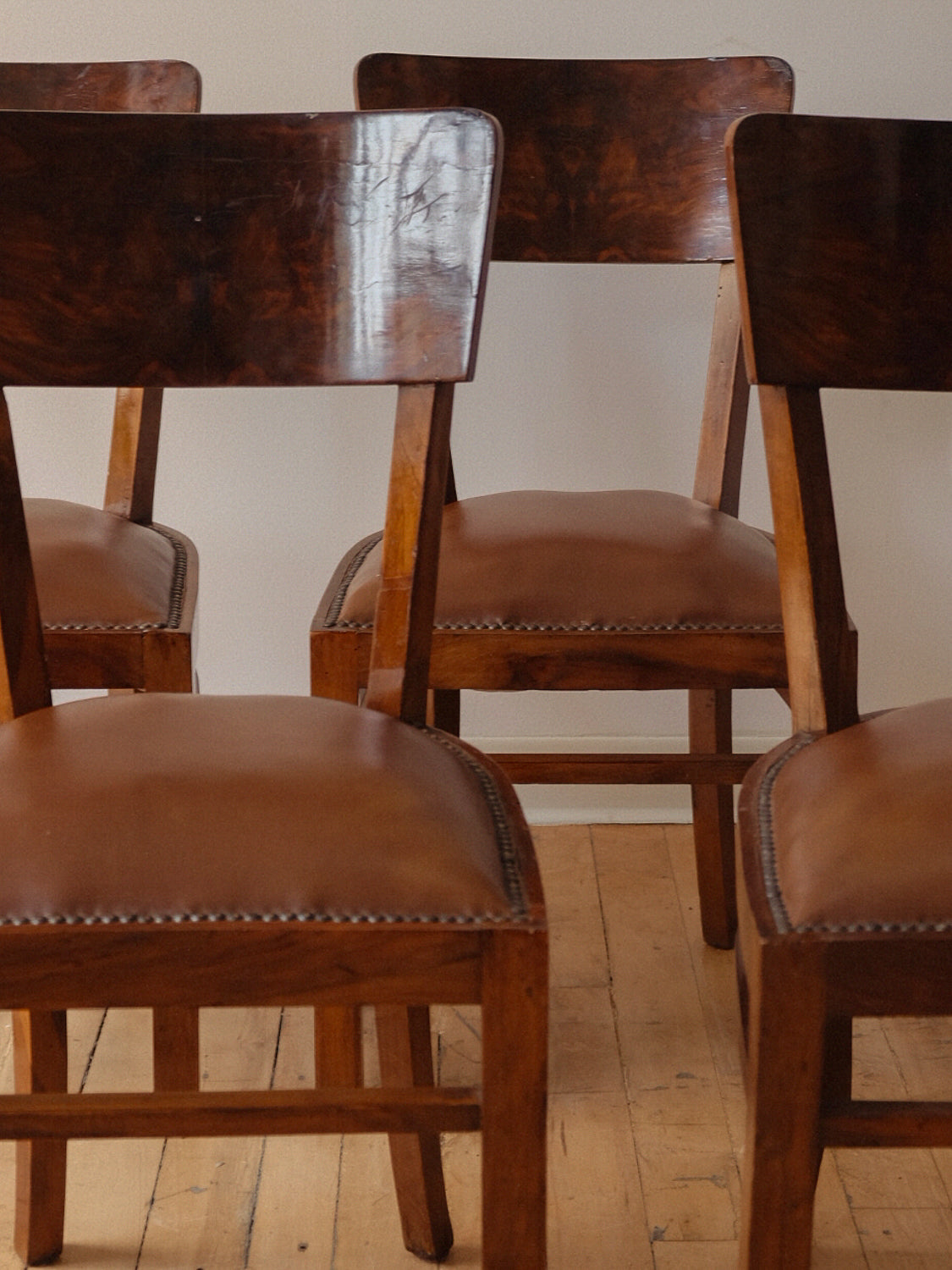 Walnut and Leather Dining Chairs