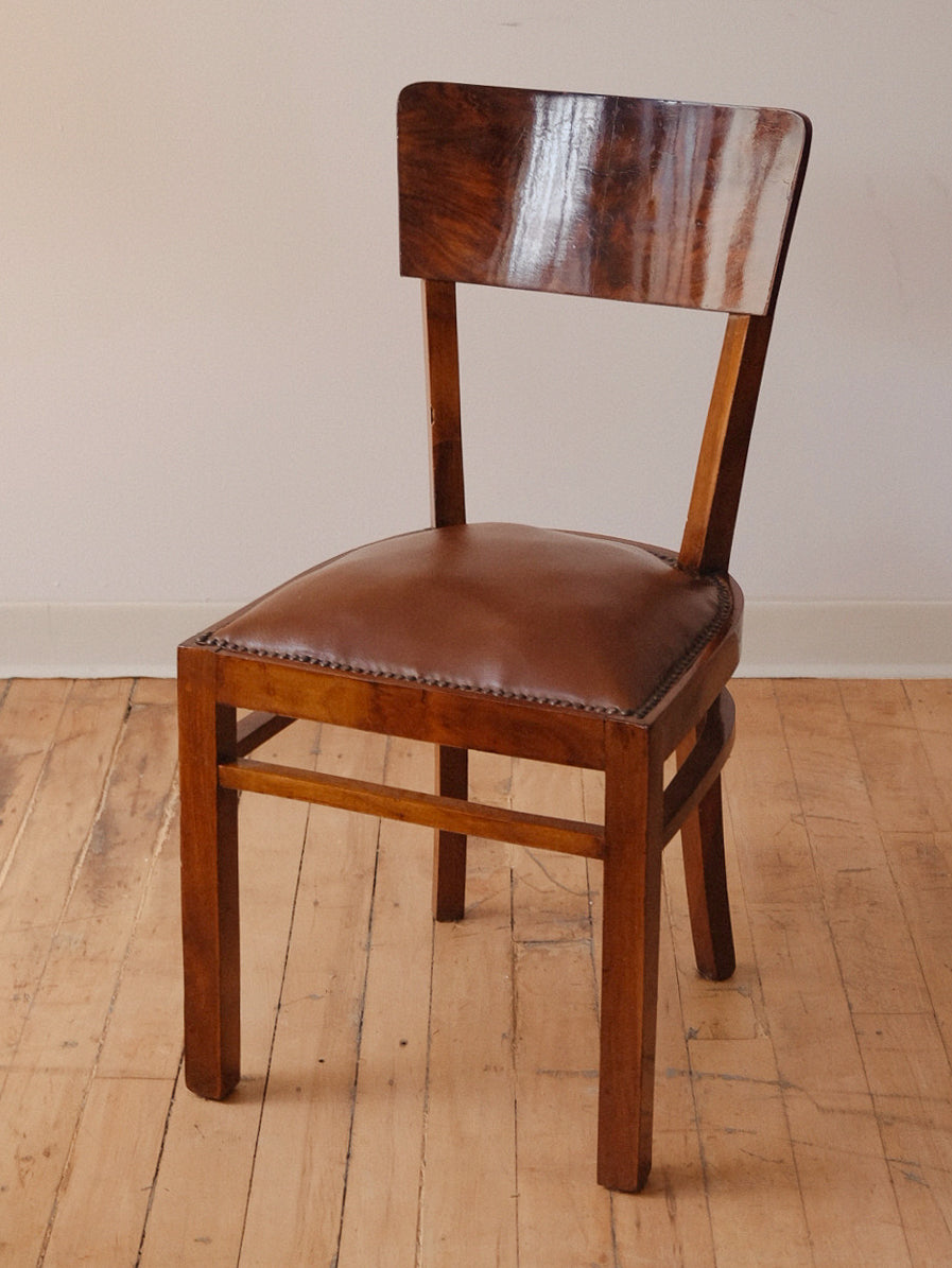 Walnut and Leather Dining Chairs