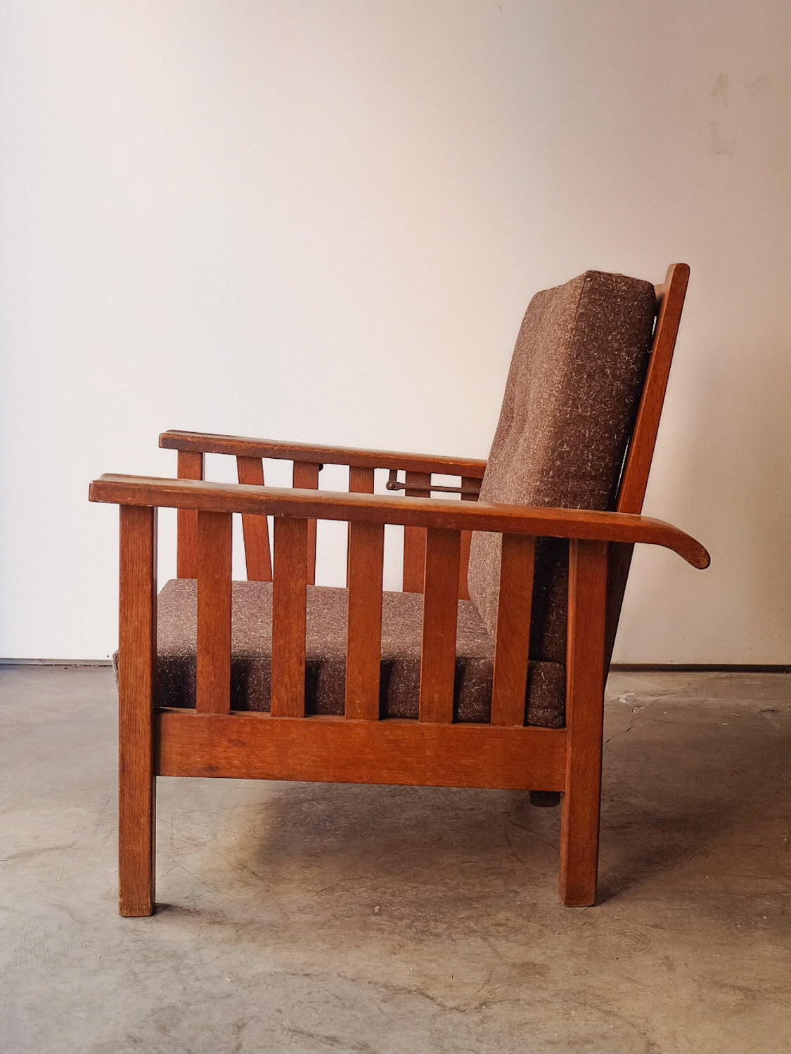 Arts and Crafts Wood and Wool Chair