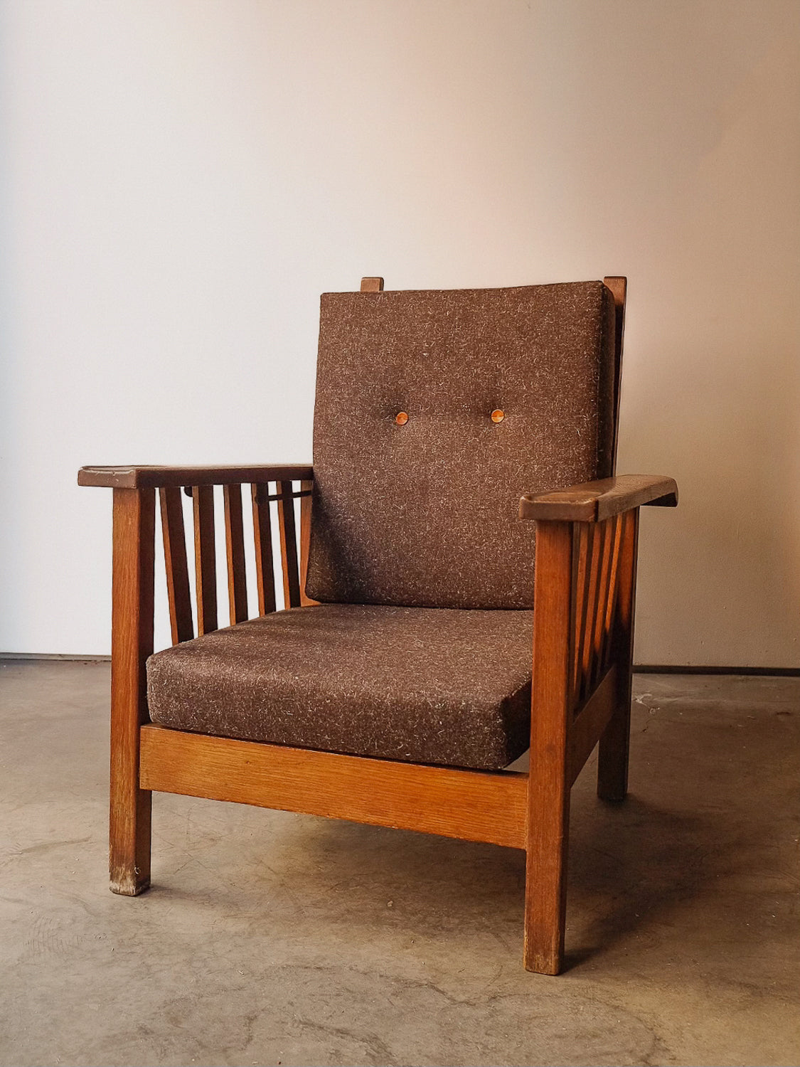 Arts and Crafts Wood and Wool Chair