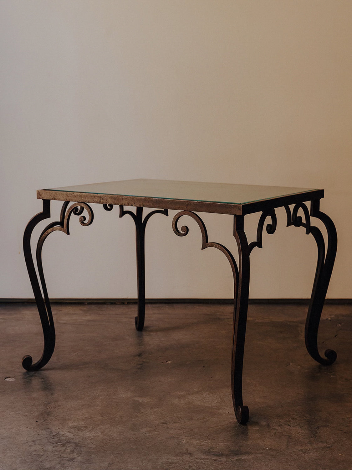 Iron and Glass Accent Table