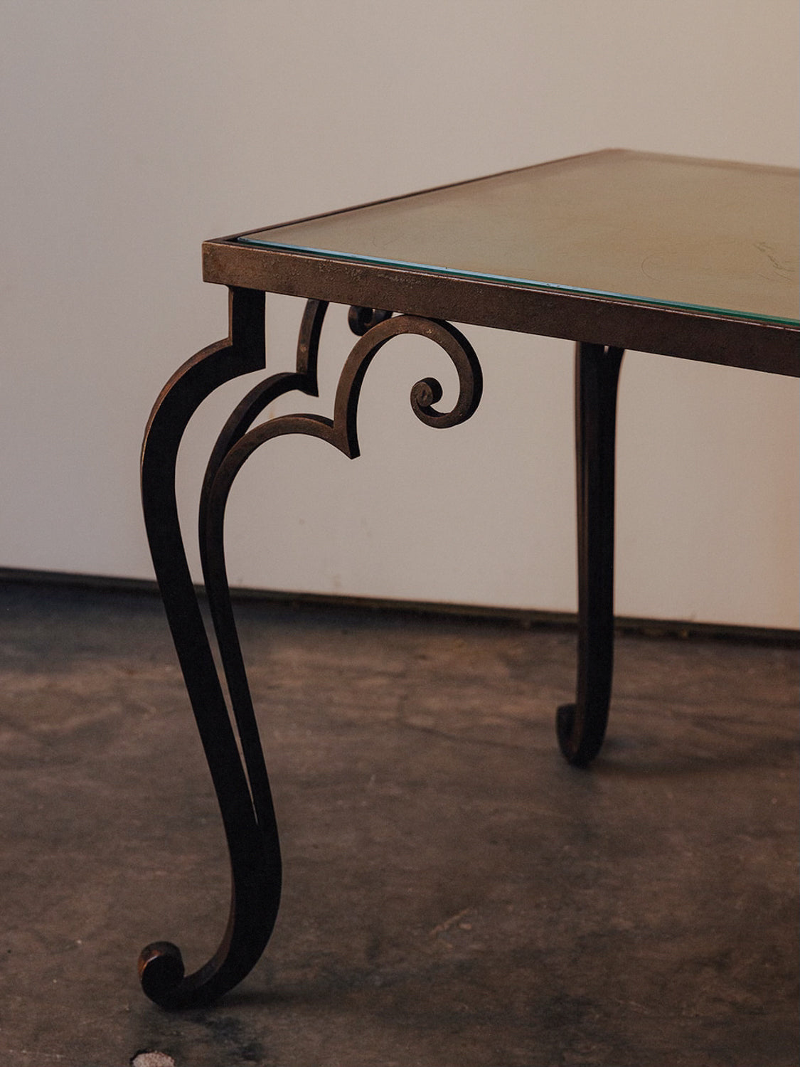 Iron and Glass Accent Table
