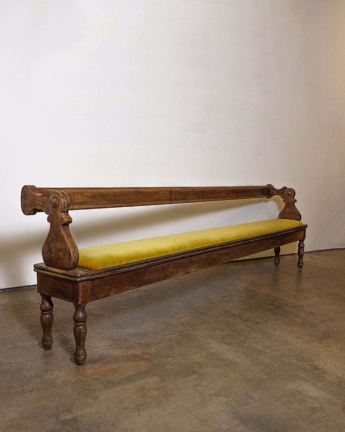 Wood and Velvet Bench