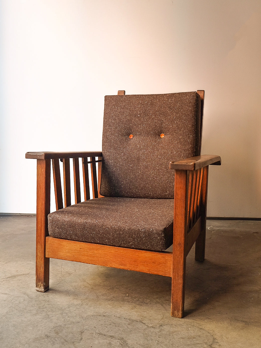 Arts and Crafts Wood and Wool Chair