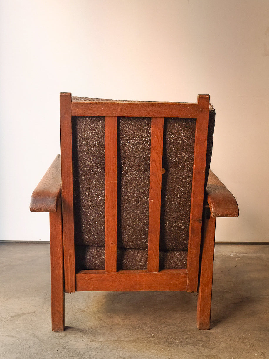 Arts and Crafts Wood and Wool Chair