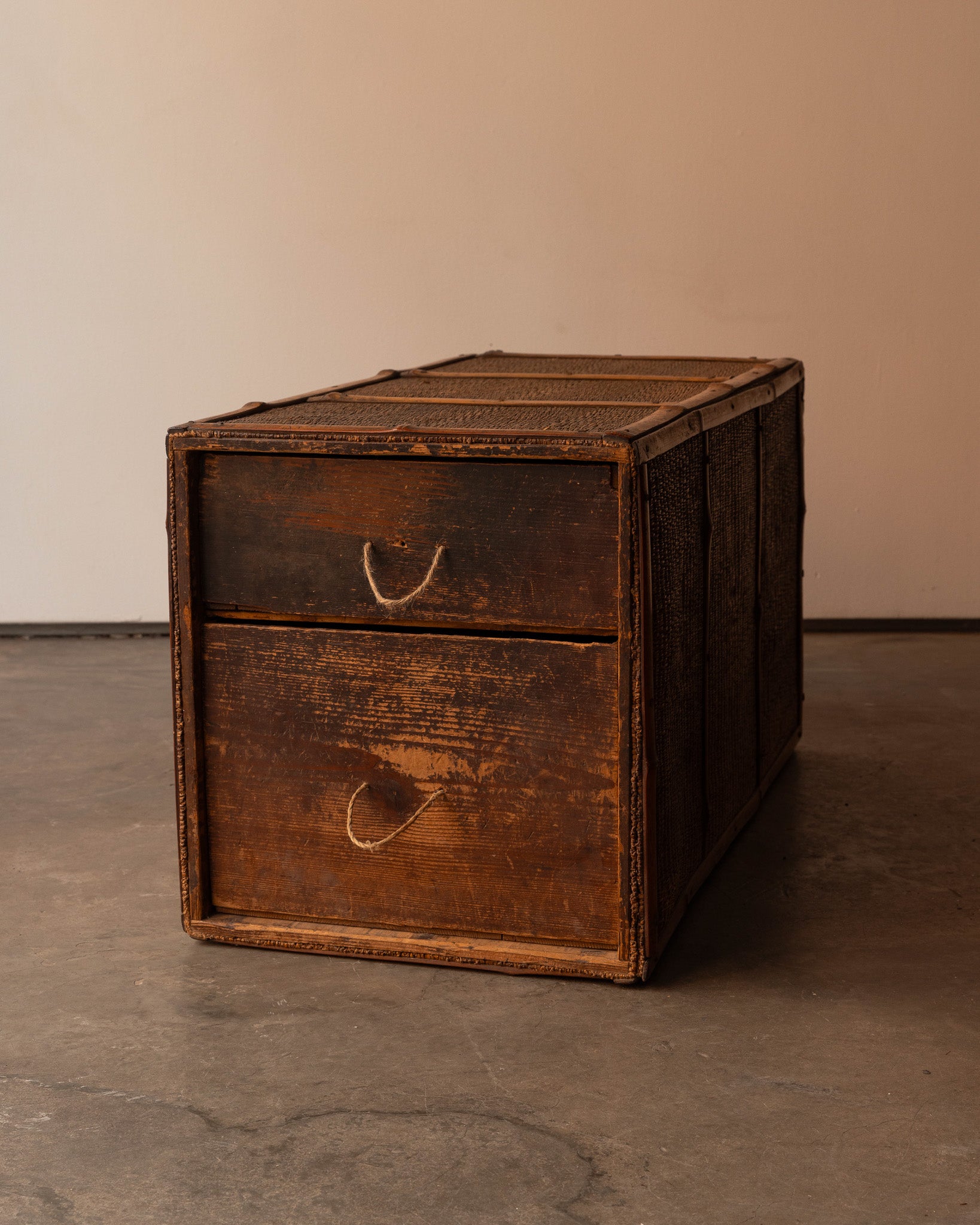 Japanese Chest with Rattan Detailing