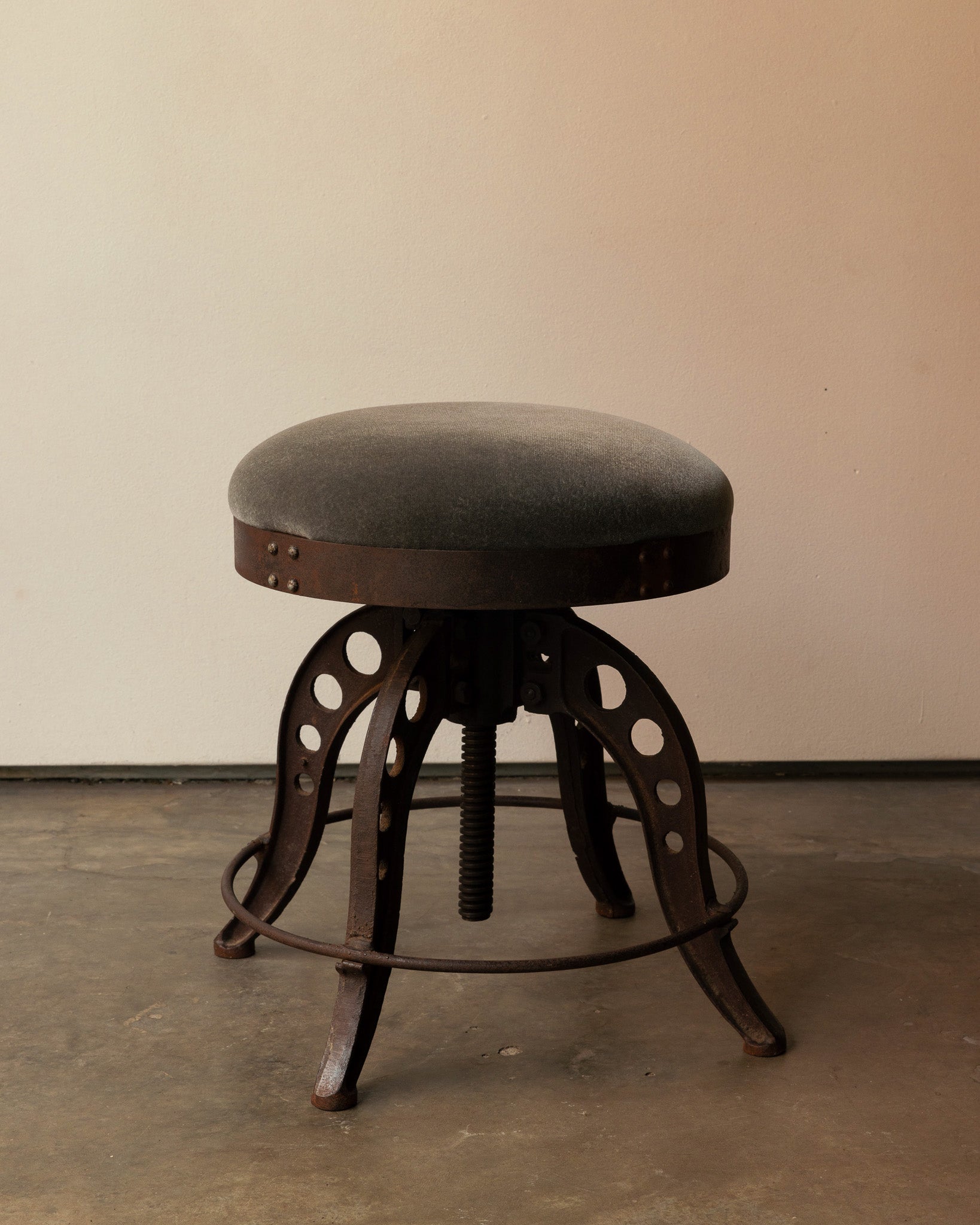 Mohair and Iron Stool