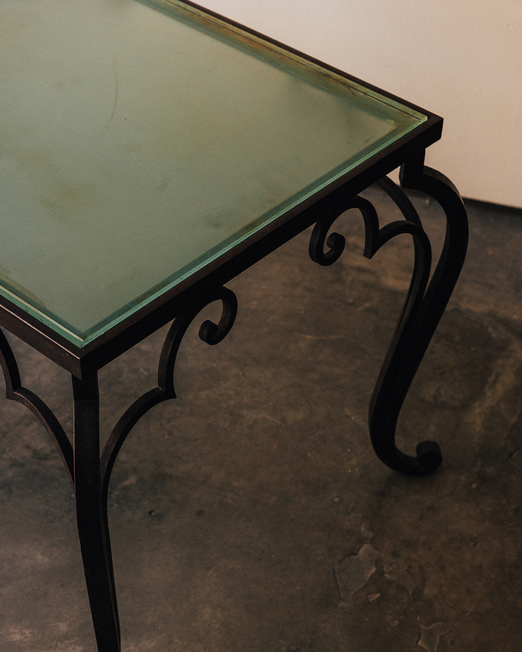 Iron and Glass Accent Table