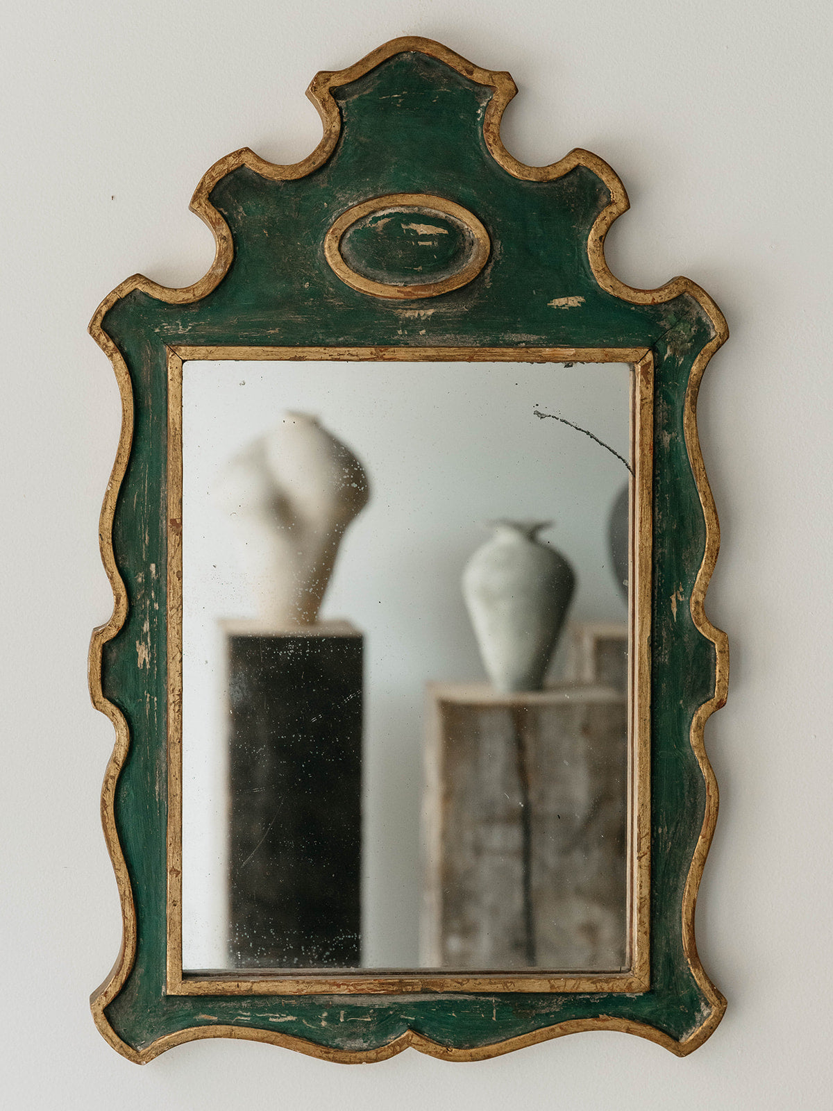 Green and Gold Wood Mirror
