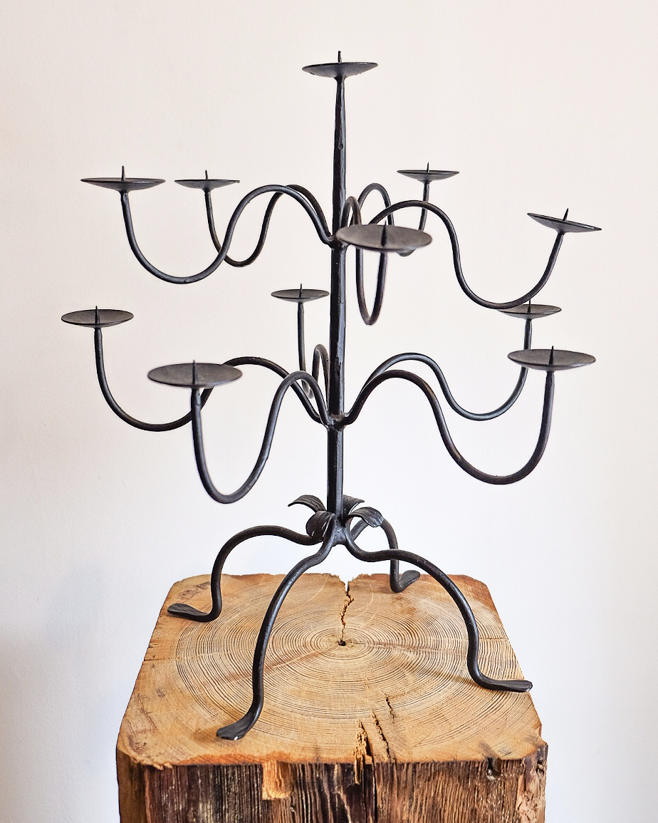 Large French Iron Forged Candelabra